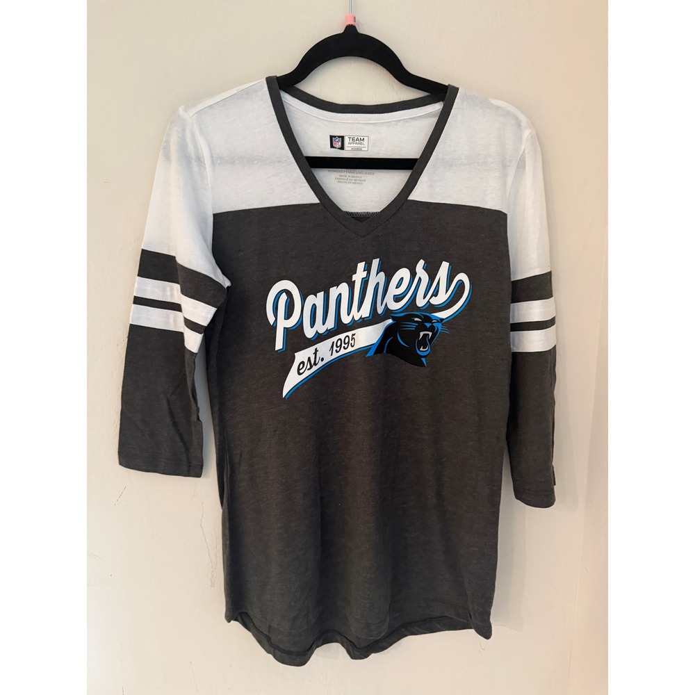 NFL Team Apparel Carolina Panthers Womens V-Neck 3/4 Sleeve T-shirts- Small NWOT